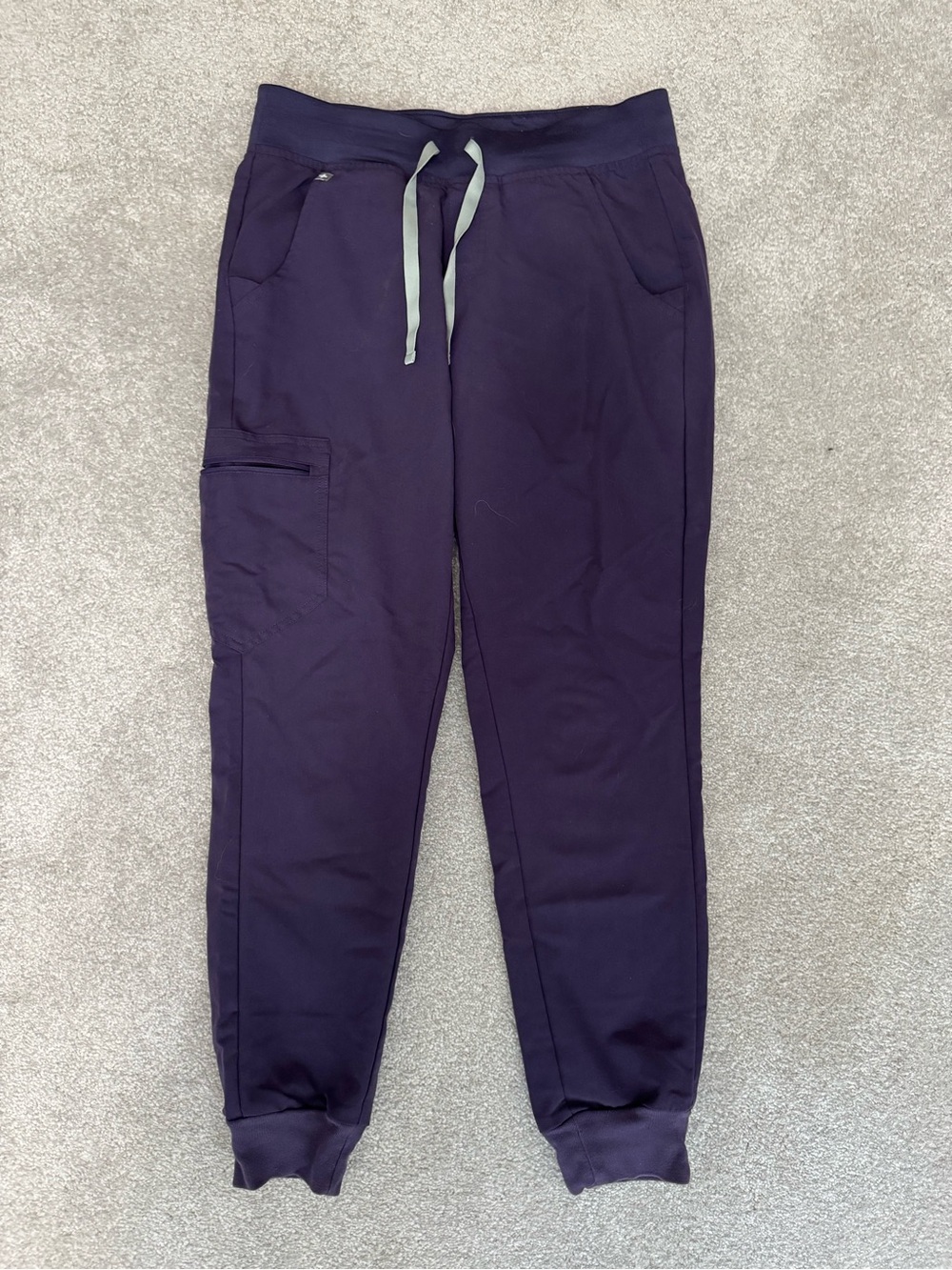 Figs Women’s Deep Purple Jogger Sweatpants with Light Gray Drawstring